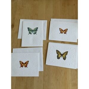 Current USA Embossed 4 Butterflies Greeting Card Within Envelopes Blank